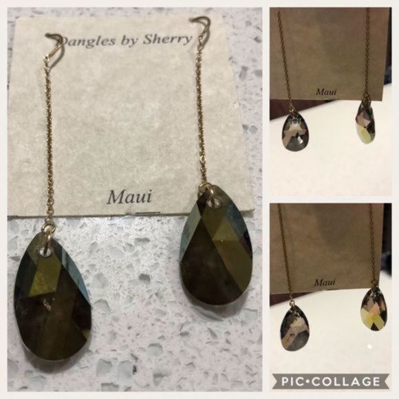 169. Gold Filled Crystal Threader Earrings - Picture 1 of 13